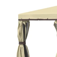 Outsunny 10' x 10' 2-Tier Outdoor Gazebo Canopy Tent with Zippered Mesh Sidewalls, Aluminum Frame for Patio, Backyard, Beige(m-7)