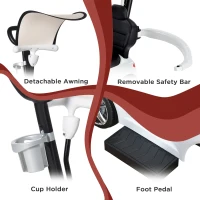 Aosom 2 in 1 Push Car for Toddlers for 1-3 Years Old, Officially Licensed AMG C63 Baby Car, Kids Stroller Sliding Car with Sun Canopy Foot Rest Horn Sound Safety Bar Cup Holder, White(m-7)