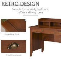 HOMCOM Computer Desk with Storage Hutch, Drawers, Shelf, Home Office Writing Table Study Workstation with Cable Management, Brown(m-4)