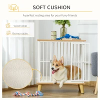 PawHut Dog Crate, Furniture Style Pet Cage Kennel, End Table, Decorative Dog House, with Soft Cushion, Wooden Top, Door, for Small Dogs, Indoor Use, Oak(m-5)