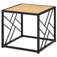 HOMCOM Modern End Table, Accent Side Table with Metal Frame for Living Room, Black(m-11)