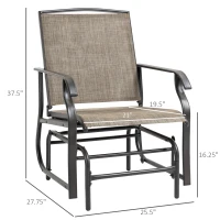 Outsunny 2 Piece Glider Set, Outdoor Swing Chairs, Patio Rocking Armchairs with Breathable Mesh Fabric, Steel Frame for Garden, Backyard, Patio, Dark, Brown/Khaki(m-3)