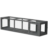 PawHut Outdoor Cat Tunnel with Extendable Design, 59" L Wooden Cat Run with Weather Protection, Connecting Inside and Outside, for Deck Patios, Balconies, Gray(m-11)