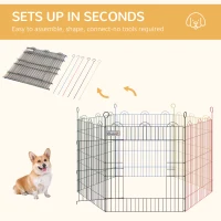PawHut 23.5"H Metal Pet Playpen Portable Hexagon Dog Exercise Fence Flexible Shape Puppy Crate Kennel w/ Door for Outdoor(m-4)