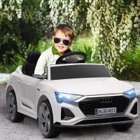 Qaba 12V Battery Powered Kids Electric Car, Audi Q8 etron Sportback Licensed Ride on Car w/ Remote Control, White(m-1)