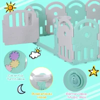 Qaba Baby Enclosure, 16 Panels Baby Playpen Baby Play Yard, Indoor & Outdoor Kids Activity Center, Green(m-5)