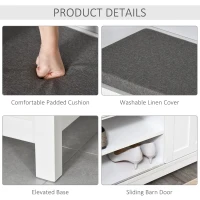 HOMCOM Entryway Shoe Bench Storage Ottoman with Sliding Doors, Adjustable Shelving, 6 Compartments, and Padded Seat, Holds 10 Pairs, White(m-5)