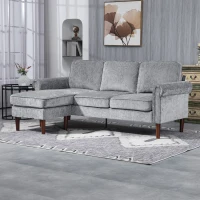 HOMCOM L Shape Sofa, Modern Sectional Couch with Changeable Chaise Lounge, Wooden Legs, Corner Sofa for Living Room, Grey(m-1)