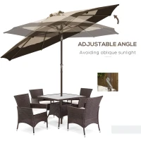 Outsunny 9 x 9 ft Outdoor Umbrella with Tilt, Patio Market Table Umbrella Parasol with Crank, Deep Brown(m-4)