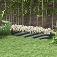Outsunny 6.4' x 2' x 1' Galvanized Raised Garden Bed Kit, Metal Planter Box with Safety Edging, Dark Gray(m-2)