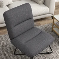HOMCOM Armless Accent Chair, Upholstered Slipper Chair for Living Room with Crossed Steel Legs, Dark Gray(m-6)