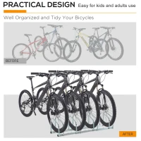 Soozier 4-Bike Bicycle Floor Parking Rack Cycling Storage Stand Garage Organizer for Indoor and Outdoor Use Silver(m-7)