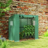 Outsunny Walk-in Portable Greenhouse Small Greenhouse for Outdoors with UV-resistant PE Cover, 6.6' x 2.5' x 5.6' Green(m-2)