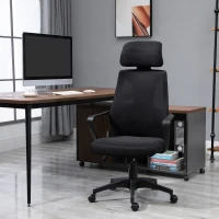 Vinsetto Mesh Office Chair with Up&Down Headrest, Ergonomic Computer Desk Chair with Adjustable Tilt Angle, Height Adjustable Swivel Seat with Lumbar Support for Home Office, Black(m-1)