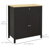 HOMCOM Sideboard Cabinet, Buffet Table with Drawer, Double Door Cupboard and Adjustable Shelf for Living Room, Entryway, Black(m-3)