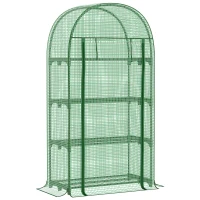 Outsunny Outdoor Mini Greenhouse, Portable Green House with Storage Shelves, Zippered Door, PE Cover, 31.5" x 19.3" x 63", Green(m-2)