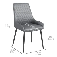 HOMCOM Upholstered Kitchen Chairs, Modern Dining Chairs Set of 4 with Diamond Tufting and Steel Legs for Dining Room, Grey(m-3)