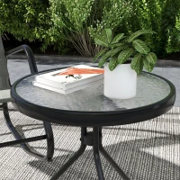 Outsunny Patio Rocking Chairs Set of 2, 3 Pieces Patio Bistro Set with Metal Frame, Breathable Mesh Fabric Seat for Garden, Deck, Grey(m-7)