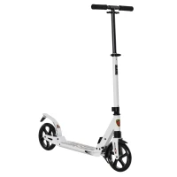 Soozier Foldable Kick Scooter Height Adjustable Ride On Bike with Real Wheel Brake, Dual Shock-Absorbing, Kickstand, and 7.75'' Big Wheels For 14+ Teens Adult, White(m-11)