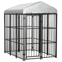 PawHut Galvanised Steel Outdoor House Heavy Duty Dog Kennel, Black(m-11)