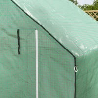 Outsunny 4.6' x 4.7' x 6.2' Walk-in Greenhouse with 3 Tier 8 Shelves, Outdoor Green House with Reinforced PE Cover, Garden Plant Grow Hot House Roll-up Door and Mesh Windows, Green(m-9)