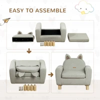 Qaba Kids Sofa Chair Seat with Kitten Ear Backrest, Grey(m-6)