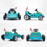 Qaba 6V Electric Go Kart for Aged 3-5 Kids with Music, Light, Horn, Blue(m-9)
