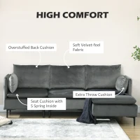 HOMCOM Convertible Sectional Sofa Couch, Modern L-Shaped Couch, 3 Seater Sofa with Reversible Ottoman for Living Room, Apartment, Small Space, Grey(m-4)