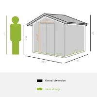 Outsunny 8.5' x 6.8' x 5.8' Practical Backyard Garden Storage Tool Shed Double Sliding Door 4 Ventilation Slots, Green(m-3)