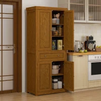 HOMCOM 72.5" Kitchen Pantry Cabinet, Tall Storage Cabinet with Doors, Drawer, and Adjustable Shelves, Distressed Brown(m-2)
