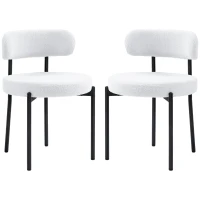 HOMCOM 2 Pieces Kitchen Chairs, Modern Dining Chairs w/ Berber Fleece Upholstery and Steel Legs for Living Room, Cream White(m-2)