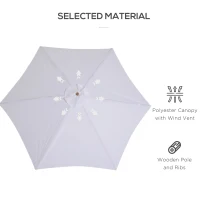 Outsunny ⌀9' x 8' H Patio Umbrella, Market Umbrella with Hardwood Frame and Wind Vent, Outdoor Beach Parasol, White(m-4)