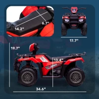 Aosom 12V Kids ATV, 4 Wheeler Quad Ride on Toy, Battery Powered Electric Vehicle with Headlight, Music, MP3 & Treaded Tires, R(m-3)