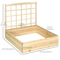 Outsunny Wood Planter Box with Trellis for Climbing Plants, Raised Garden Bed for Outdoor Flowers Herbs, 43"x46"x47", Natural(m-3)