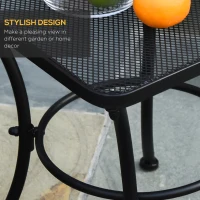 Outsunny 18"x18"x20" Square Garden Metal Bistro Table Outdoor Patio Coffee Side Desk, Black(m-4)