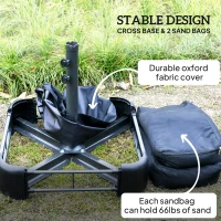 Outsunny Patio Umbrella, 15' Steel Rectangular Outdoor Double Sided Market Umbrella with Base, Sun Protection & Easy Crank, Blue(m-7)