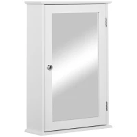 kleankin Bathroom Mirror Cabinet, Wall Mounted Medicine Cabinet with Door and Shelves, White(m-2)
