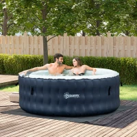 Outsunny 4-6 Person Inflatable Portable Hot Tub Outdoor Round Heated Spa with 108 Jets, Cover, Filter Cartridges, Dark Blue(m-1)