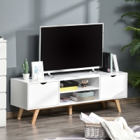 HOMCOM Modern Wooden TV Stand with 2 Storage Cabinet Stand for TV's up to 65" for Living Room Office, Storage Entertainment Center, White