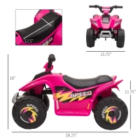 Aosom 6V Kids ATV 4-Wheeler Ride on Car, Electric Motorized Quad Battery Powered Vehicle with Forward/Reverse Switch for 18-36 Months Old Toddlers, Pink(m-3)