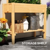 Outsunny Wooden Raised Garden Bed with Trellis, Outdoor Planter Box with Storage Shelf for Vegetables, Flowers, Herbs(m-5)