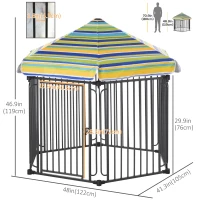 PawHut 48" x 41" Heavy-Duty Metal Dog Playpen, Outdoor Pet Cage Kennel, Puppy Exercise Fence Barrier with Weather-Resistant Polyester Roof, Locking Door, & Metal Frame(m-3)