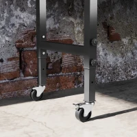 HOMCOM 59" Work Bench with Drawer, Height Adjustable Legs, Bamboo Tabletop Workstation Tool Table on Wheels for Garage, Weight Capacity 1320 Lbs, Black/Natural(m-9)