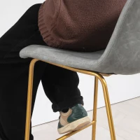 HOMCOM Counter Height Stools Set of 2, PU Leather Upholstered Stools for Kitchen Island, Modern Bar Chairs, Light Grey(m-7)