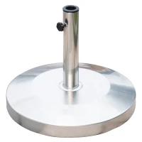 Outsunny 55 lbs Cement Round Patio Umbrella Stand, 19" Stainless Steel Base Stand Holder, Silver(m-2)
