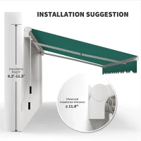 Outsunny 13' x 8' Retractable Awning, Patio Awnings, Sunshade Shelter w/ Manual Crank Handle, UV & Water-Resistant Fabric and Aluminum Frame for Deck, Balcony, Yard, Green(m-7)