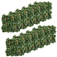 Outsunny 12PCs Grass Wall Panels, 20" x 20" Artificial Grass Wall Decor, Greenery Backdrop Panels Wall for Outdoor, Indoor, Garden, Fence, Backyard, Green and Red(m-11)