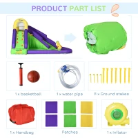 Outsunny 5-in-1 Inflatable Water Slide, Kids Castle Bounce House with Slide, Basketball, Pool, Water Cannon, Climbing Wall Includes Carry Bag, Repair Patches, 680W Air Blower(m-8)