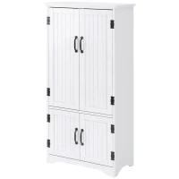 HOMCOM 48" 4-Door Storage Cabinet Multi-Storey Large Space Pantry with Adjustable Shelves White(m-11)