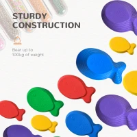 Outsunny 11pcs Balance Stepping Stones for Kids, Fish Style Non-slip Obstacle Course, Larger Size Stackable Balance Blocks Indoor Outdoor(m-7)